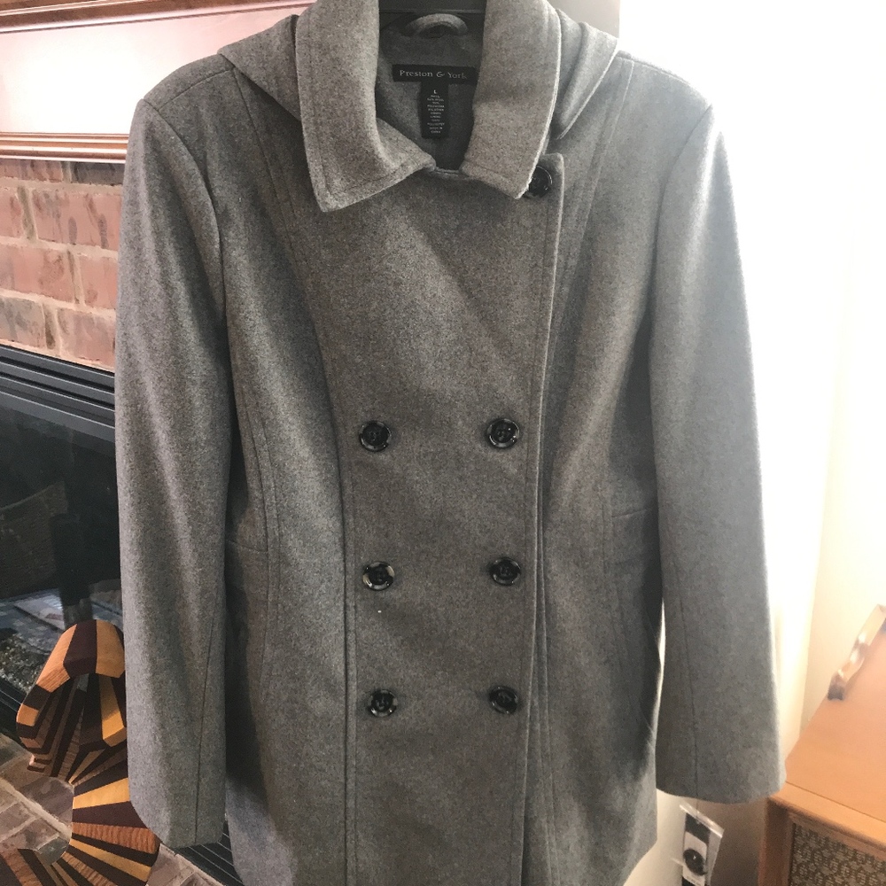 Preston & York Grey Double-Breasted Pea Coat